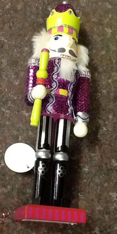 Xmas , Christmas Decorations  - wooden nutcracker soldier - pink purple 39cm
