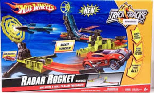Hot wheels trck tracks track set - mattel - includes 1 car - radar rocket - reduced