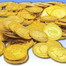 Plastic gold coins - great party decor - pirate - 20 coins in pack