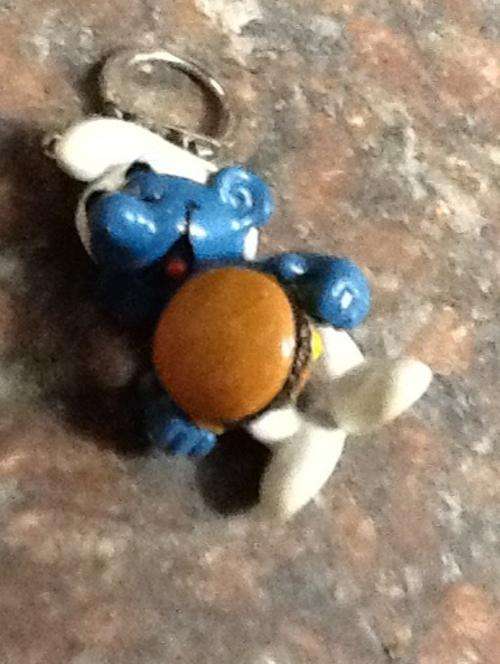 SMURFs plastic figurine 6cm keyring - work for cake toppers - bit dirty from supplier old stock