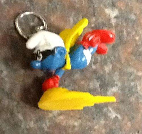SMURFs plastic figurine 6cm keyring - work for cake toppers - bit dirty from supplier old stock