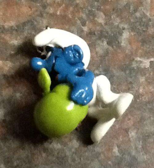 SMURFs plastic figurine 6cm keyring - work for cake toppers - bit dirty from supplier old stock