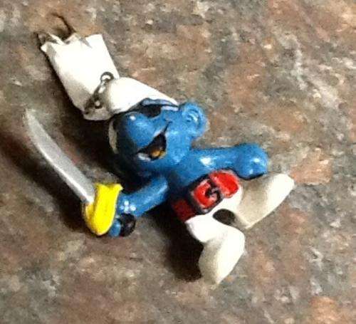 SMURFs plastic figurine 6cm keyring - work for cake toppers - bit dirty from supplier old stock