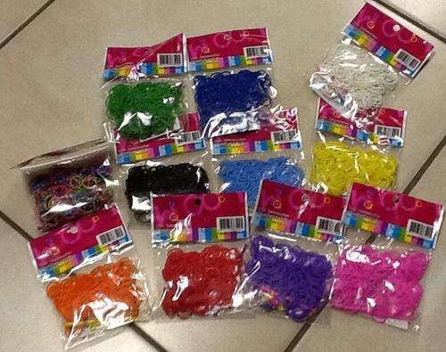 Rainbow loom bands - make your own bracelets  - mixed polka dot