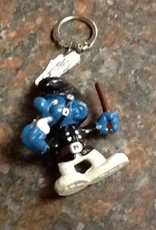 SMURFs plastic figurine 6cm keyring - work for cake toppers - bit dirty from supplier old stock