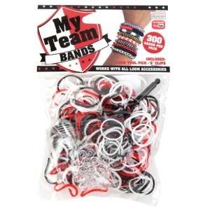 Rainbow loom bands - make your own bracelets  - my team bands - black, red ,white - 300 bands