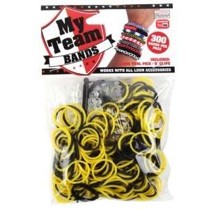 Rainbow loom bands - make your own bracelets  - my team bands - yellow, black - 300 bands
