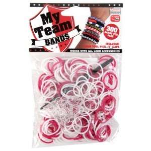 Rainbow loom bands - make your own bracelets  - my team bands - red , white - 300 bands