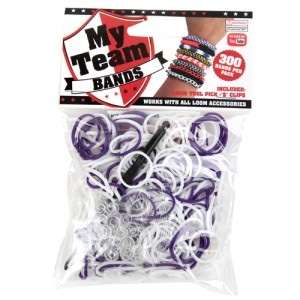 Rainbow loom bands - make your own bracelets  - my team bands - purple , white - 300 bands