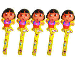 KIDS party dora the explorer blow up with straw balloon with rattle