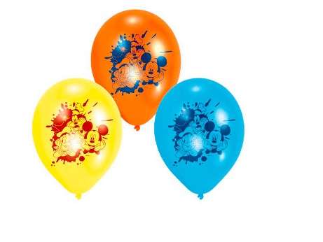 KIDS party Mickey Mouse printed balloons - 6 in pack