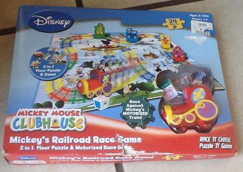 Pack bit damaged mickey mouse railroad  - 2 in 1 floor puzzle & motorized race game -was R150