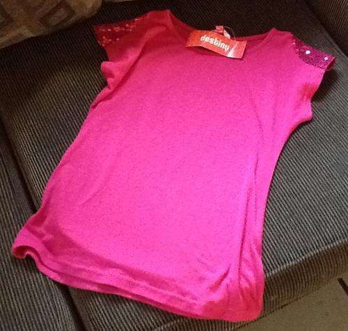 Ackermans gIRLS pink shirt with sequence  - with tags on  - 11-12yr