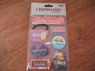 CHIPBOARD EMBELLISHMENTS - scrapbook - vacation summer
