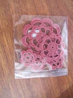 crochet FLOWERS -stunning on scrapbooking pages - dark pink