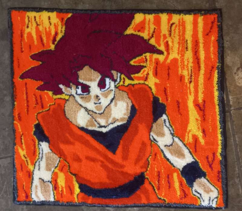 GOKU SUPER SAIYAN GOD TUFTED RUG