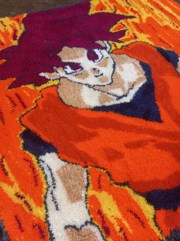 GOKU SUPER SAIYAN GOD TUFTED RUG