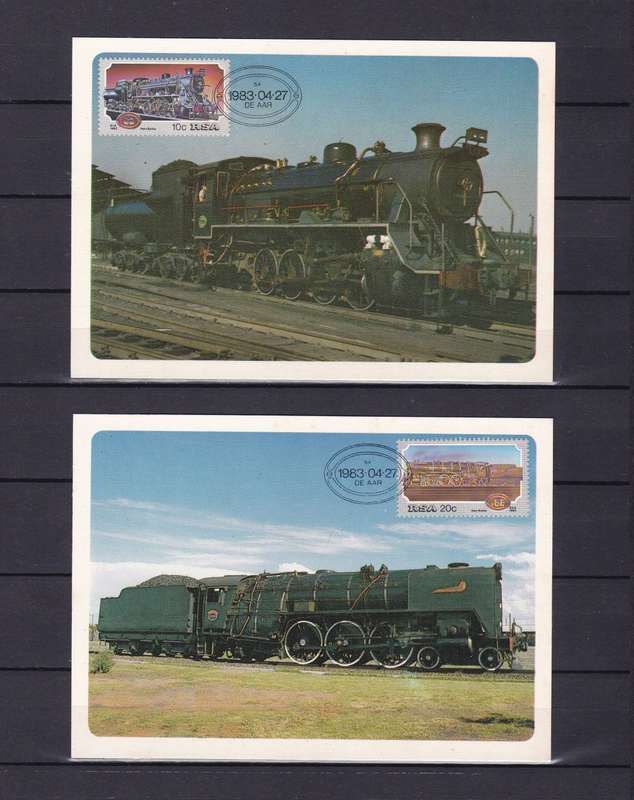SOUTH AFRICA 1983 Maxicard FDC Set (No. 1-4) - Steam Locomotive Trains