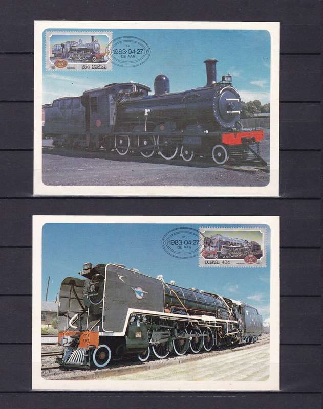 SOUTH AFRICA 1983 Maxicard FDC Set (No. 1-4) - Steam Locomotive Trains