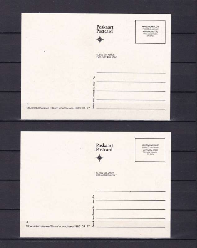 SOUTH AFRICA 1983 Maxicard FDC Set (No. 1-4) - Steam Locomotive Trains