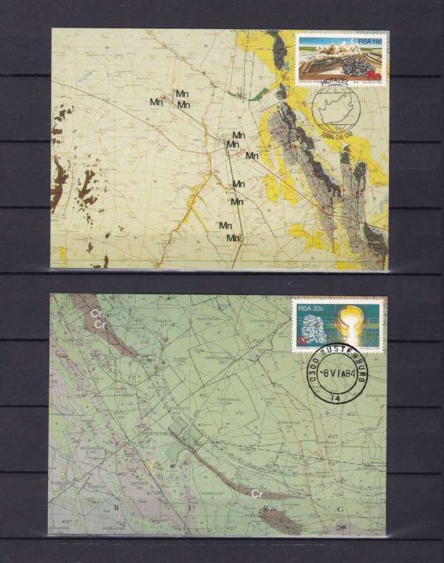 SOUTH AFRICA 1984 Maxicard FDC Set (No. 10-13) - Strategic Minerals