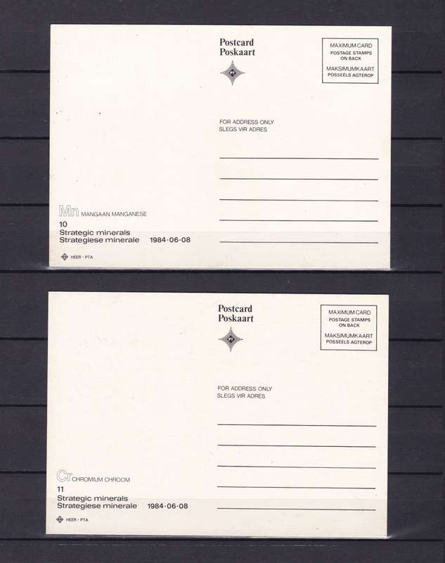 SOUTH AFRICA 1984 Maxicard FDC Set (No. 10-13) - Strategic Minerals