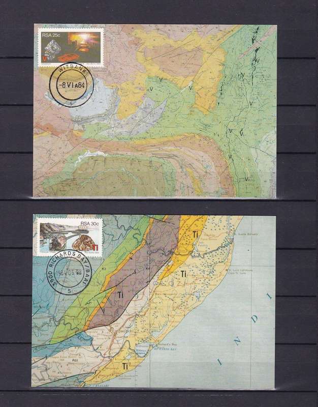 SOUTH AFRICA 1984 Maxicard FDC Set (No. 10-13) - Strategic Minerals