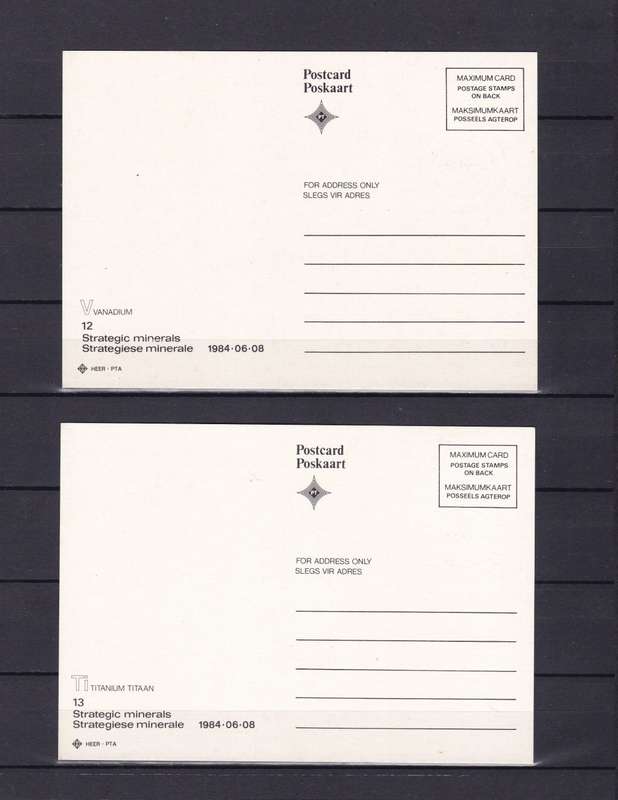 SOUTH AFRICA 1984 Maxicard FDC Set (No. 10-13) - Strategic Minerals