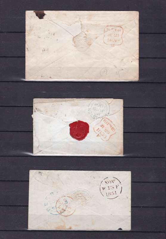 GREAT BRITAIN VICTORIA 1850-52 One Penny Red 5x small size posted envelopes