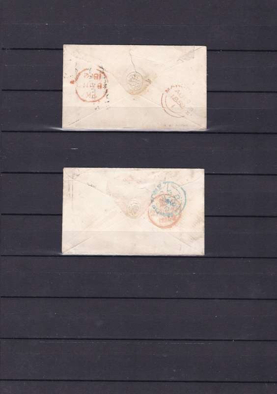 GREAT BRITAIN VICTORIA 1850-52 One Penny Red 5x small size posted envelopes