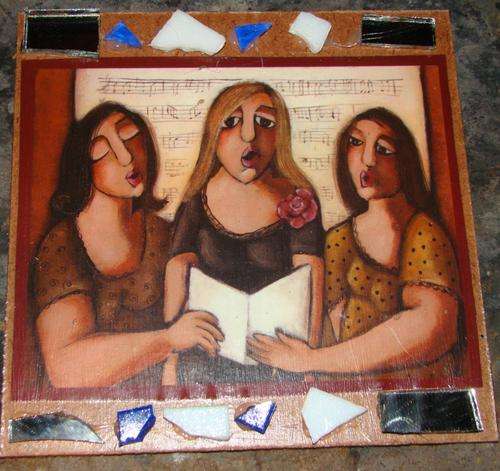 3 Ladies - Decoupage on wood with a twist