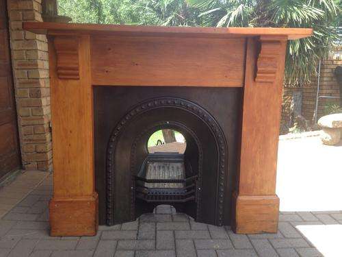 YELLOW WOOD CAST IRON FIRE PLACE