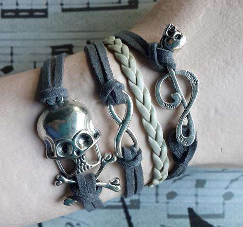 Infinity Bracelet - Skull, Music Note with skull & Infinity