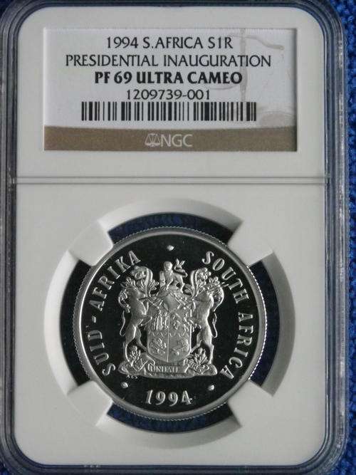 MANDELA NGC GRADED SILVER R1 INAUGURATION PF69 ULTRA CAMEO
