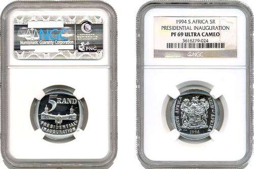MANDELA NGC GRADED PF69 ULTRA CAMEO INAUGURATION R5 COIN. **WOW**