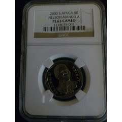 MANDELA NGC GRADED PL63 CAMEO YEAR 2000 SMILY R5 COIN **WOW**