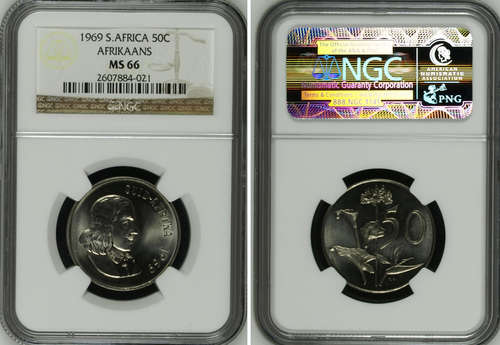 1969 SOUTH AFRICA AFRIKAANS 50c NGC MS66