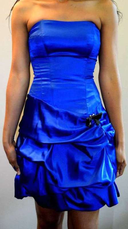 Blue Satin Cocktail Dress