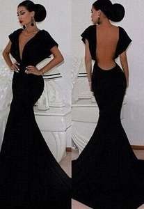 Elegant Open Back Floor Length Evening Gown