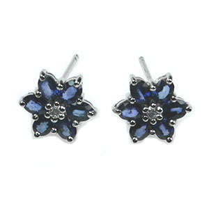 2.8CT SAPPHIRE & DIAMOND 9K SOLID WHITE GOLD EARRINGS
