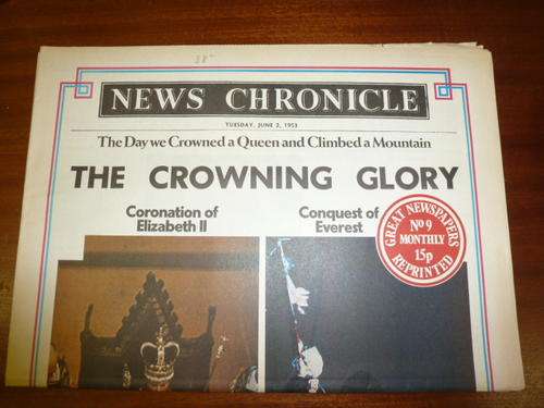 RARE NEWS CHRONICLE NEWS PAPER 1953 REPRINT
