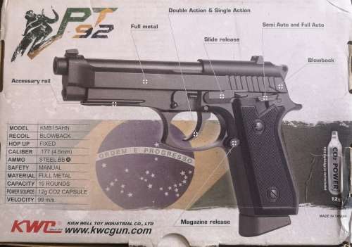 1 Only CO2 GAS BLOWBACK M92 FULL AUTO /SEMI AUTO METAL HEAVY FULL WEIGHT 4.5MM STEEL BB PISTOL