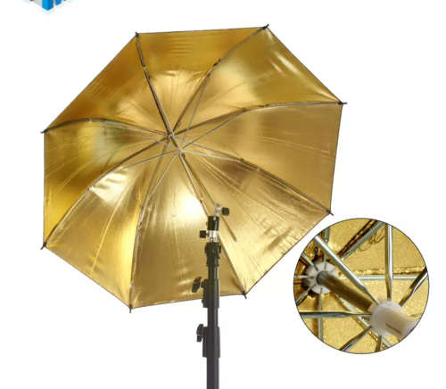 PHOTOGRAPHY BLACK AND GOLD UMBRELLA 33 INCH