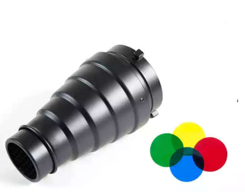 Universal Snoot with honeycomb Grid 5 PCS color Filter
