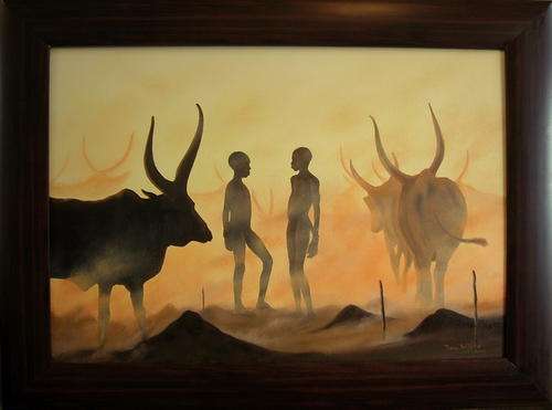 DANE WILLERS original Oil: Tending the Cattle