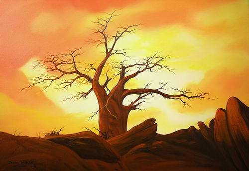 DANE WILLERS Original : Baobab, Kubu Island: (SOLD ex GALLERY on 4/8/2012)