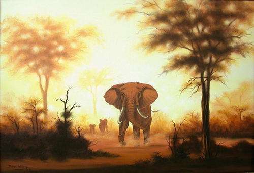DANE WILLERS Original Oil: "Sunset Elephant"