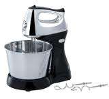 STAINLESS STEEL HAND MIXER AND BOWL WITH DOUGH HOOKS  AND BEATER