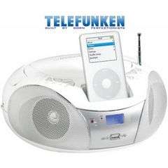 TELEFUNKEN PORTABLE MP3 BOOM BOX +USB +IPOD DOCKING  (TIP-200W) WITH REMOTE