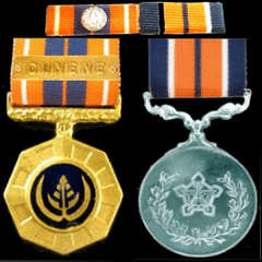 Two Border War Medals Full Size with Ribbons, a Ribbon Bar and a Cunene Button.